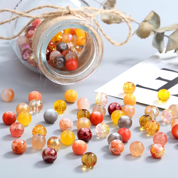 DUQGUHO 8mm Orange Beads for Jewelry Making Orange Glass Beads for Crafts - Image 2