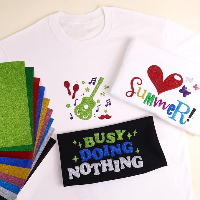 3D Puff Vinyl Heat Transfer, 9 Sheets 12" x 10" Glitter Foaming Puff HTV Vinyl - Image 7