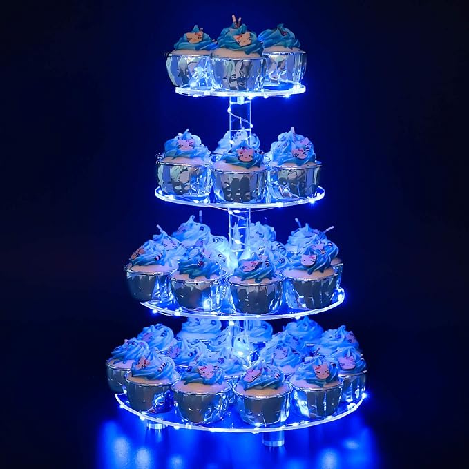 YestBuy 4 Tier Round Cupcake Stand – Premium Cupcake Holder – Acrylic Cupcake by YestBuy