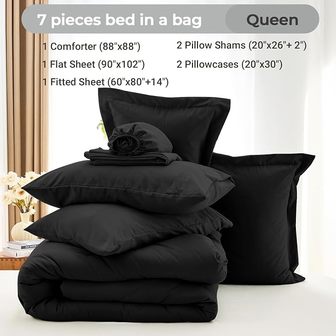 MUXHOMO 7 Pieces Queen Comforter Set, Soft Bed in a Bag Queen Size, All Season - Image 4