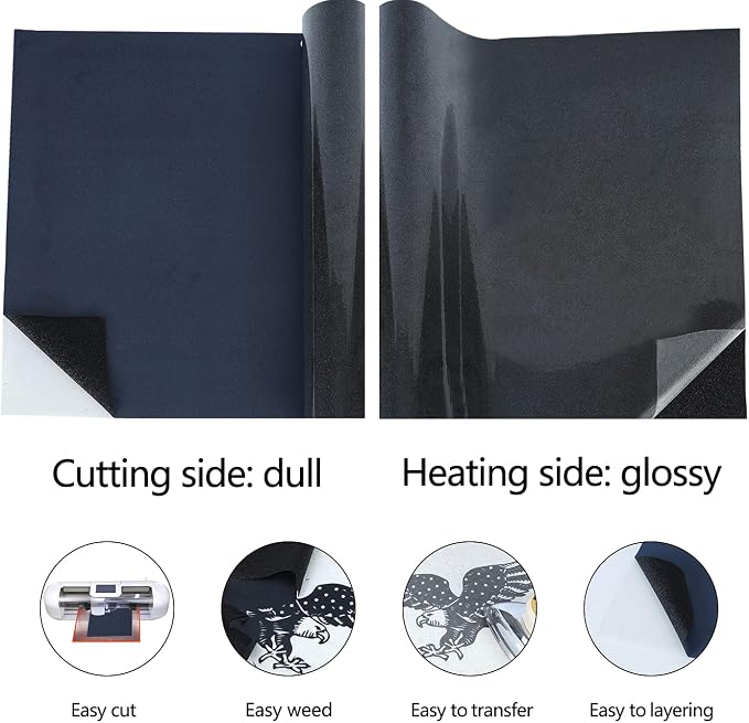guangyintong Glitter Black Heat Transfer Vinyl HTV Rolls - Image 5