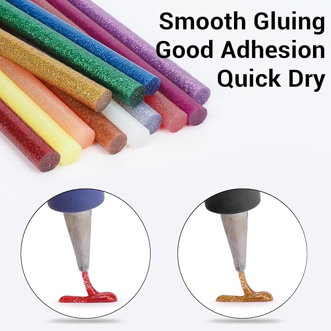 ENPOINT Glitter Color Hot Glue Sticks Full Size, Adhesive Glue Sticks Standard - Image 5