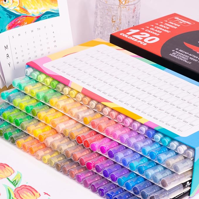 Acrylic Paint Markers Pens, 120 Vivid Colors Acrylic Markers Set, Direct Liquid - Image 8