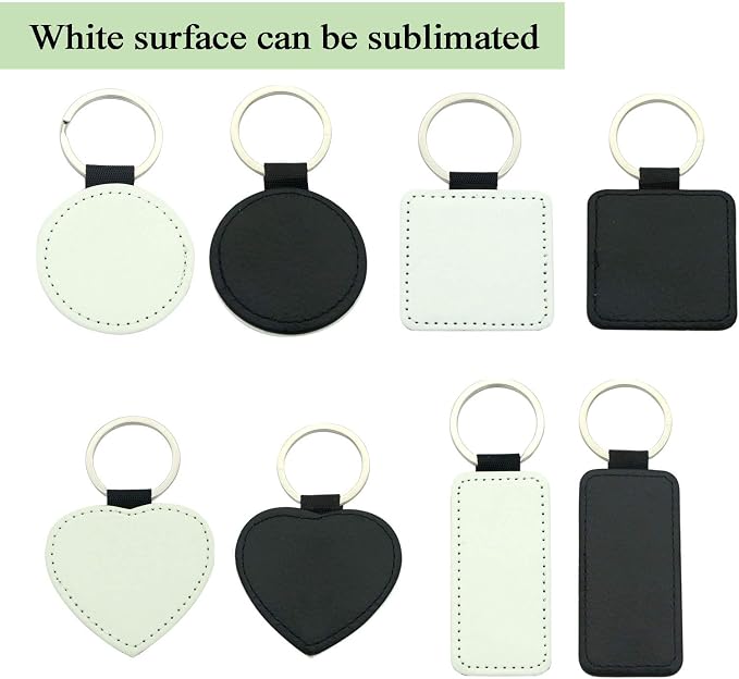 12 Pcs Sublimation Blank Keychains, PU Leather White Keychains Ornament Pendants - Image 4