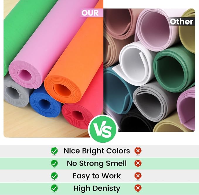 Do²ping Green Eva Foam Sheets roll, 6mm eva Craft Foam 49''x13.9'' High Density - Image 3
