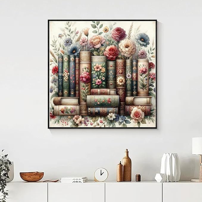 EIBEILI Diamond Art Kits for Adults-Book Flowers Diamond Painting Wall Art | - Image 4