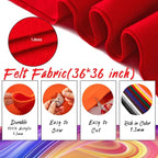 HaoFeiJH Red Felt Fabric 36" X 36" 1.6mm，Fabric Sheets Soft Woven Acrylic Craft - Image 2