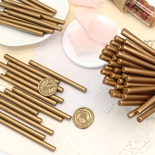 60pcs Wax Seal Sticks, Antique Gold Sealing Wax Sticks, HOSEALING Glue Gun Wax - Image 2