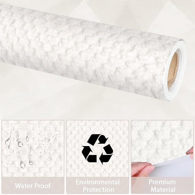 Qyeahkj White Woven Bulletin Board Paper Roll Rustic Bulletin Board Background - Image 3