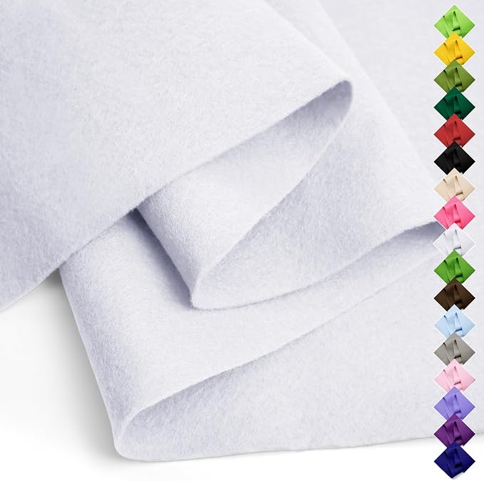 Soft Felt Fabric Sheet 18" x 36", 1.6mm Acrylic Craft Felt, Large Precut Sheet by AblemeDeco