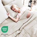 CozyLux Oversized King Comforter Sets Beige, 7 Pieces Bed in a Bag, Ultra-Soft - Image 3