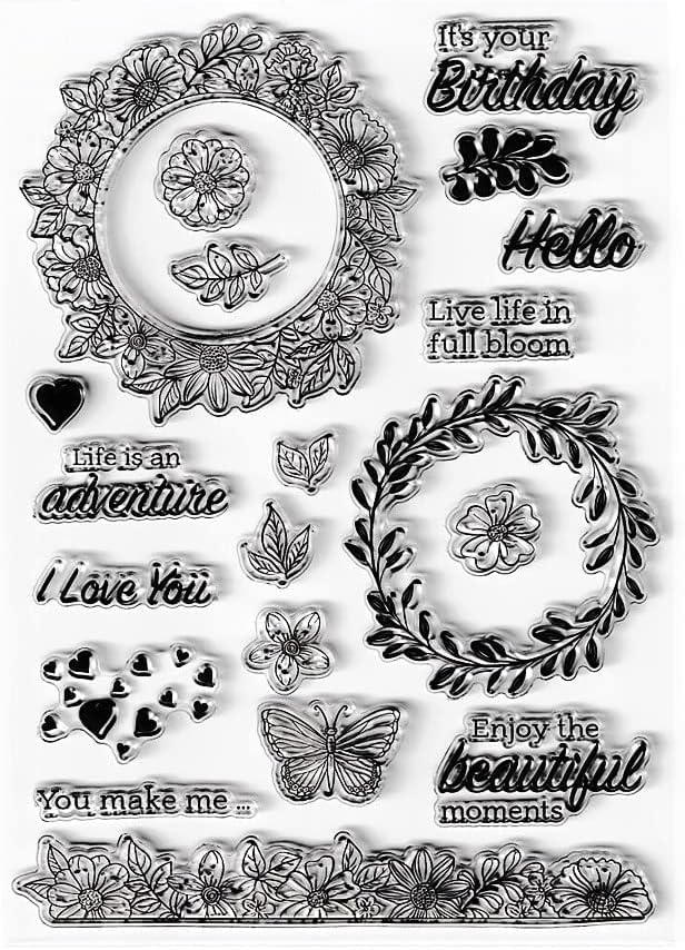 Flower Wreath Lace Clear Stamps Silicone Stamp Cards - Image 3