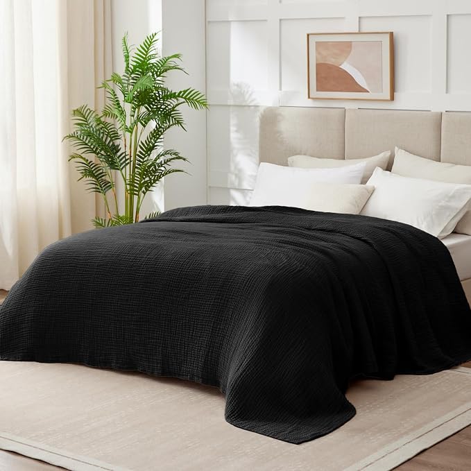 100% Cotton Muslin Blanket King 108" x 90", 6 Layers Breathable and Lightweight - Image 2