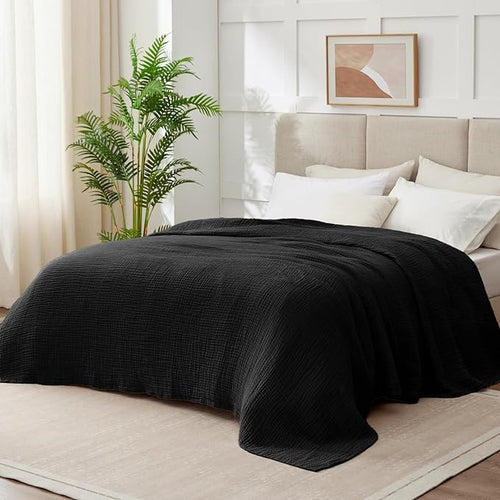 100% Cotton Muslin Blanket Queen 90" x 90", 6 Layers Breathable and Lightweight - Image 2