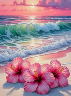 BYGFHLYW 5D Diamond Art Kits for Adults, Beach Flower Diamond Painting Kits for by BYGFHLYW