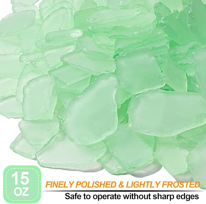 Keedolla Tumbled Sea Glass for Crafts - 15 OZ Flat Frosted Seaglass Pieces for - Image 2