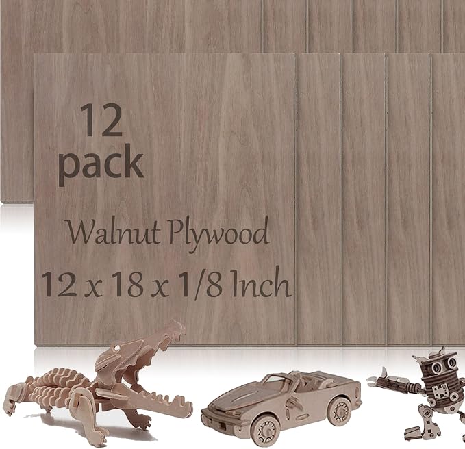 12 Pcs Walnut Unfinished Wood Craft, School DIY Projects, CNC Cutting, and Wood by Vemkyrio