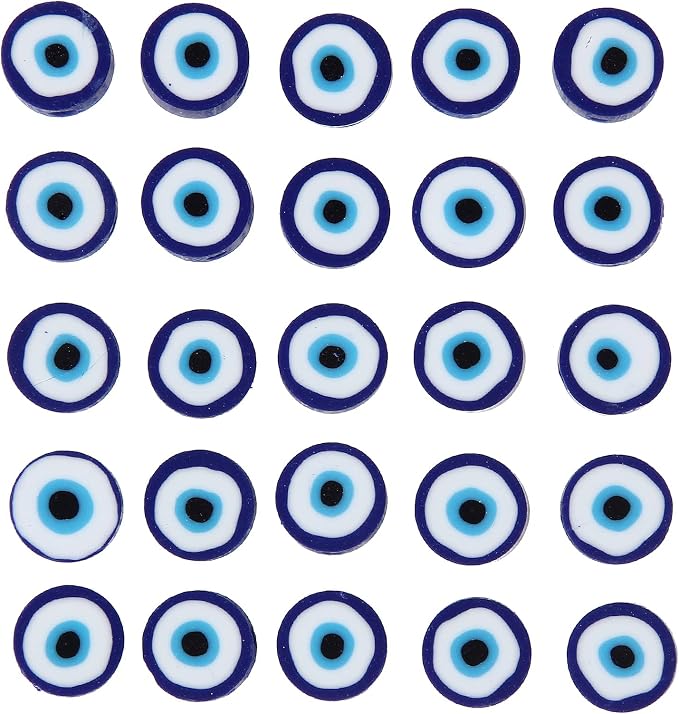 100pcs Evil Eye Polymer Clay 10mm Spacer Beads - Image 7
