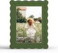 6x8 Picture Frame with Mat for 5x7, Wavy Edge Wooden Real Glass Photo Frame for by THKRLOF