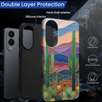 for Samsung Galaxy S25 Edge Case, Stained Glass Cactus Pattern Glossy 2 in 1 - Image 3