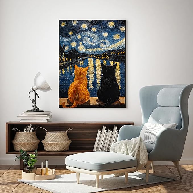 RYMILIE Cat Diamond Art Kits for Adults-Starry Night Diamond Painting Kits for - Image 4