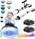 6000mAh Battery Electric Spin Scrubber 5inch Large Brush, Zordin Best Power Shower Scrubber for Cleaning, 1200RPM Cordless Cleaning Brush for Bathroom/Floor Grout Tile (8 Brushes)