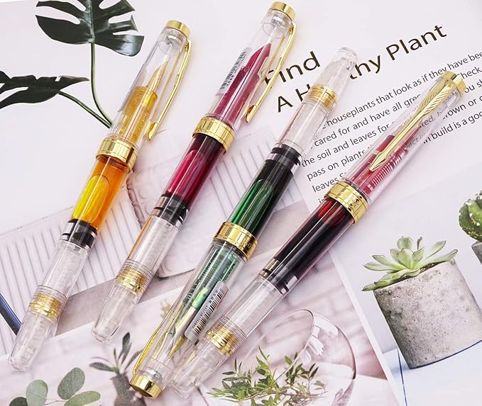 Lanxivi Yongsheng 3011 Demonstrator Clear Classical Fountain Pen Fine Nib Arrow - Image 5