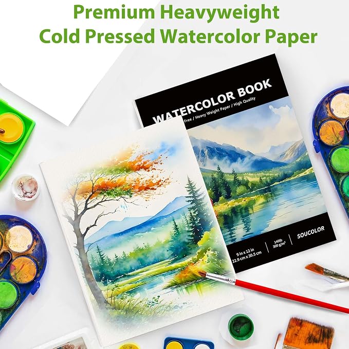 Soucolor Watercolor Paper Pad 9x12 140lb Cold Press 40 Sheets Art Supplies | - Image 5