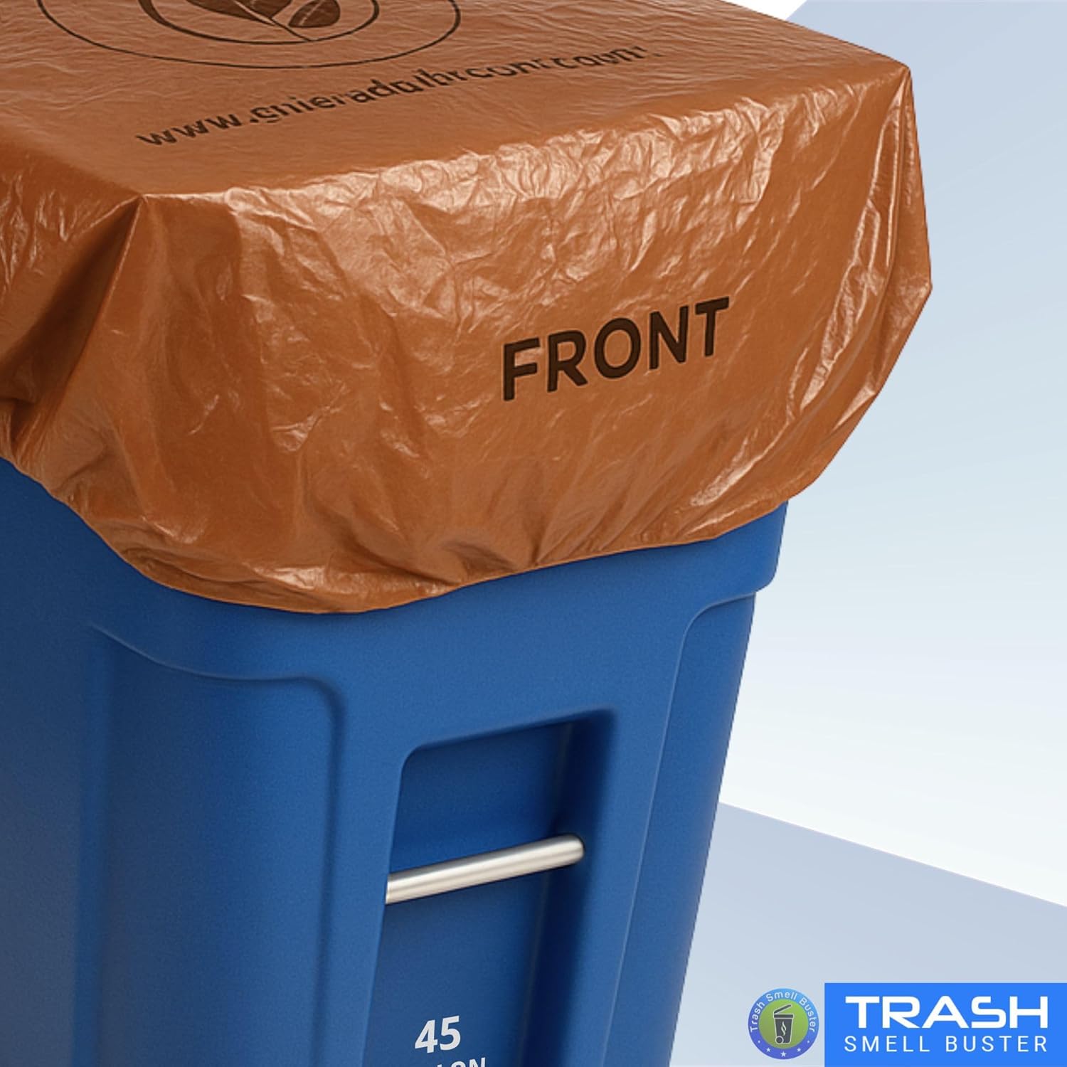 Trash Can Cover Biodegradable Odor Eliminating Bag with Elastic Band Lemon Scented Durable Chemical Free 45 Gallon 3 Pack