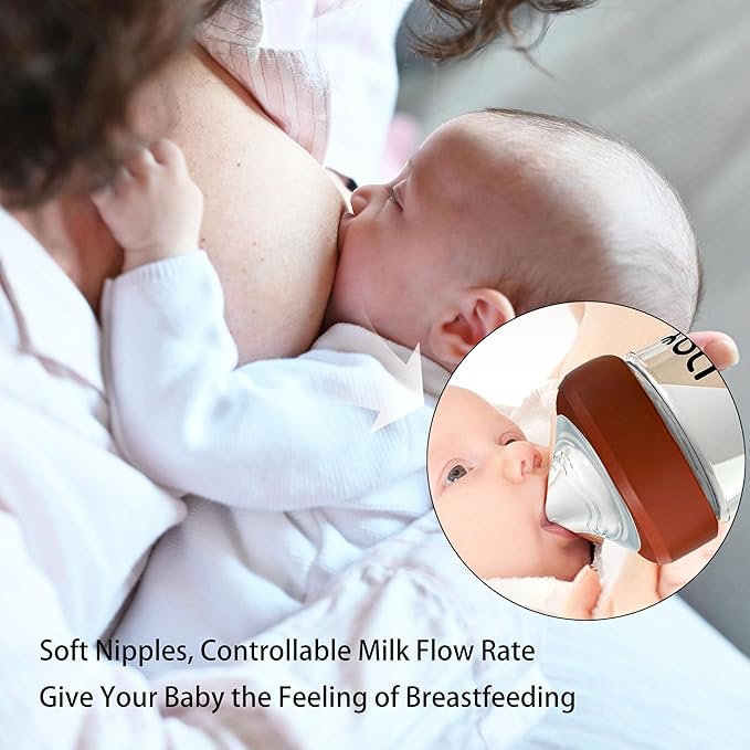 Silicone Bottle Nipple, Anti Colic Nipples for Newborn Baby, Natural Feel, SS, 0 Months+, 4 Counts