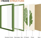 12x16 Picture Frame with Wavy Mat, Wooden Real Glass 12 x 16 Photo Frame - Image 5