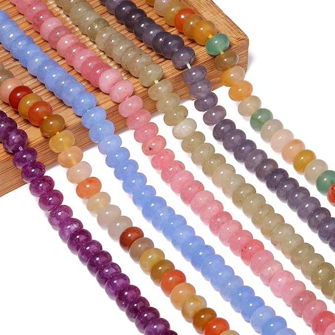 Songxi 5x8mm Natural Green Colored Jade Stone Rondelle Beads, Gemstone - Image 8