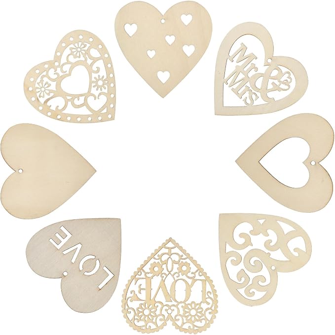 40 Pcs Unfinished Wood Heart Cutouts - Image 7
