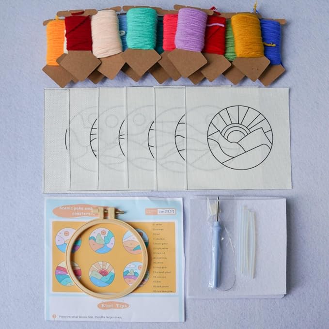 Avtytsda 6PCS Punch Needle Coaster Kit, Easy Punch Needle DIY Embroidery Set - Image 5