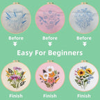 Herdiese Embroidery Kit for Beginners & Adults, Pre-Printed Fabrics, 9 Needles - Image 4