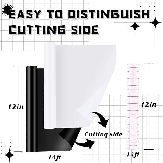 HTVRONT Black + White 12in x 14ft Matte Permanent Vinyl Roll - Image 2