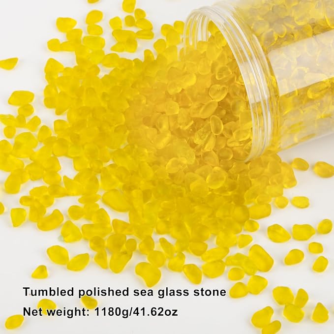 QEQEKAKA Sea Glass Stones for Crafts About 2.75LB Yellow Glass Pebbles - Image 4