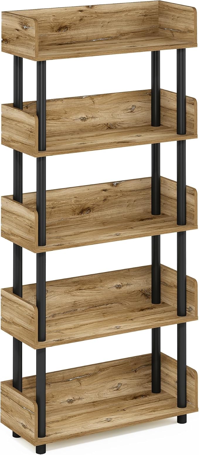 Furinno TURN-N-TUBE 5-Tier Display Shelf, Storage Shelves, Book Shelf, Open - Image 6