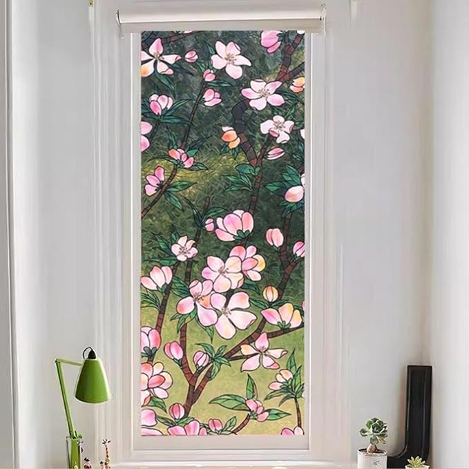 Retro Flowers Window Privacy Film, Magnolia Stained Glass Decorative Window Film - Image 4