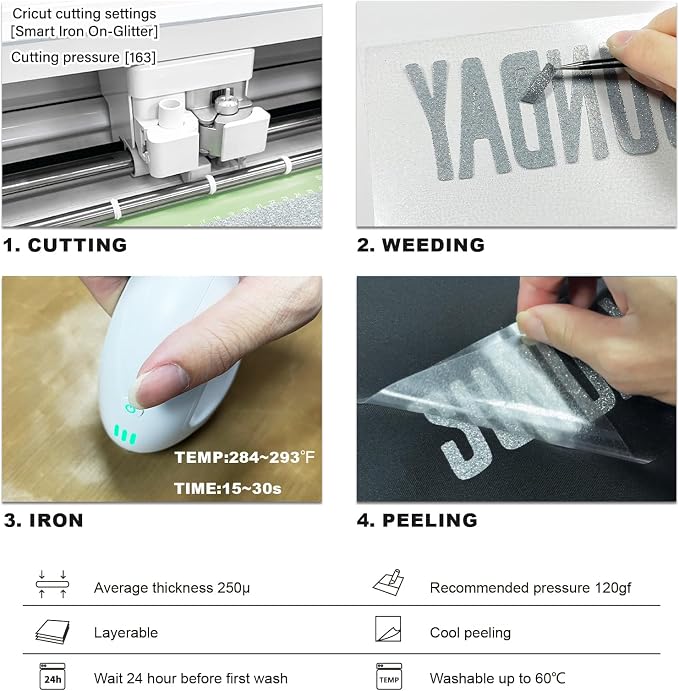 Efuncro- 12'' x 10'' x 10 Sheets Glitter HTV Heat Transfer Vinyl, Iron on - Image 5