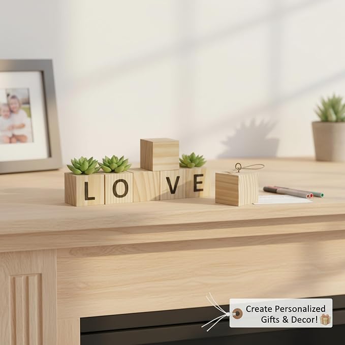 Wooden Blocks for Crafts, Unfinished Wood Cubes, 1.5 Inch Natural Wood Blocks - Image 4