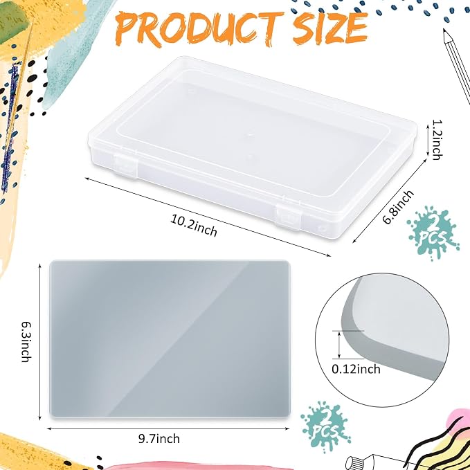 Nuanchu 2 Set Handy Glass Oil Paint Palette, Keeps Paint Fresh - Image 3