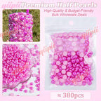 qiipii 380PCS 8mm Rose Red Half Round Pearls Bulk - Image 2