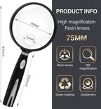 Feosky Handheld Reading Magnifier, 10X Magnifier, 75mm Shatterproof Lens - Image 2