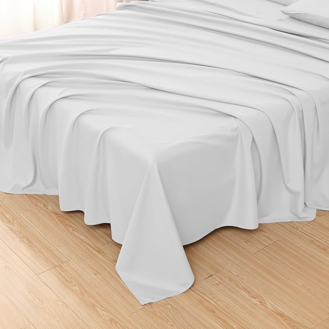 Toodou White Queen Bed Top Sheet is Made of Soft Wrinkle Resistant Microfiber - Image 4