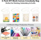 6Pcs 13x17cm Blank Canvas Crossbody Bag, Bulk Mini Zipper Shoulder Bags - Image 4