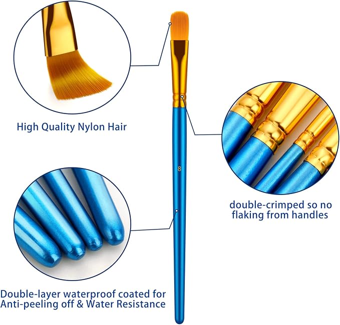 Paint Brushes Set for Acrylic Painting, Artist Paintbrushes for Body Face Rock - Image 2