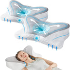 DUMOS Cervical Neck Pillow Set of 2, Cooling Memory Foam Contour Pillow by DumosLifestyle