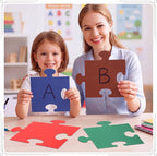 Glenmal 100 Pcs Large Blank Puzzle Pieces Oversize Blank Papers Puzzle Pieces - Image 4