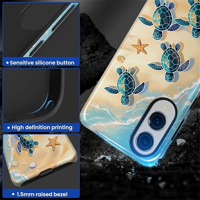 for Samsung Galaxy S25 Edge Case, Sea Turtle Beach Pattern Glossy 2 in 1 - Image 4